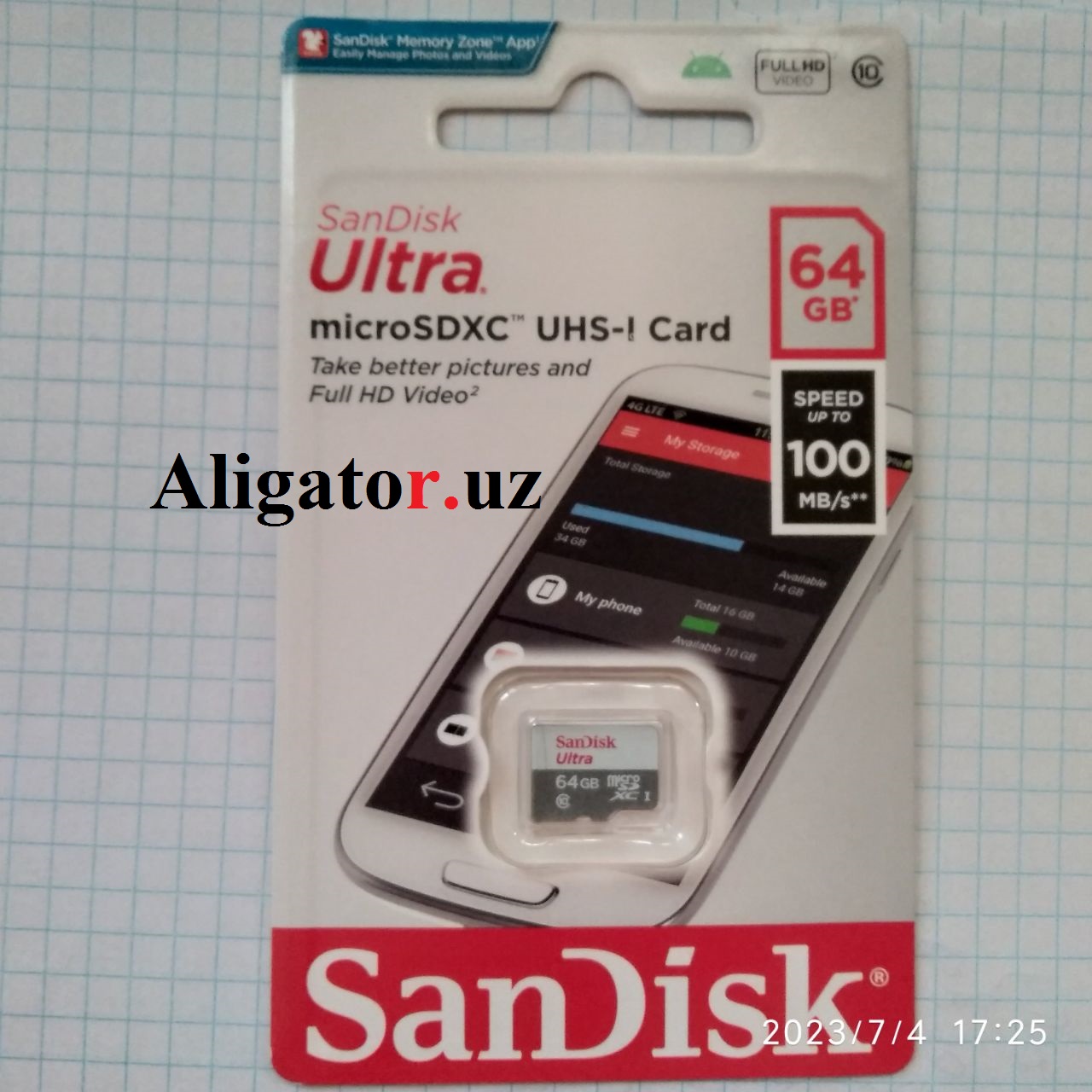 SanDisk MicroSD 64GB 100 MB/s Fleshka